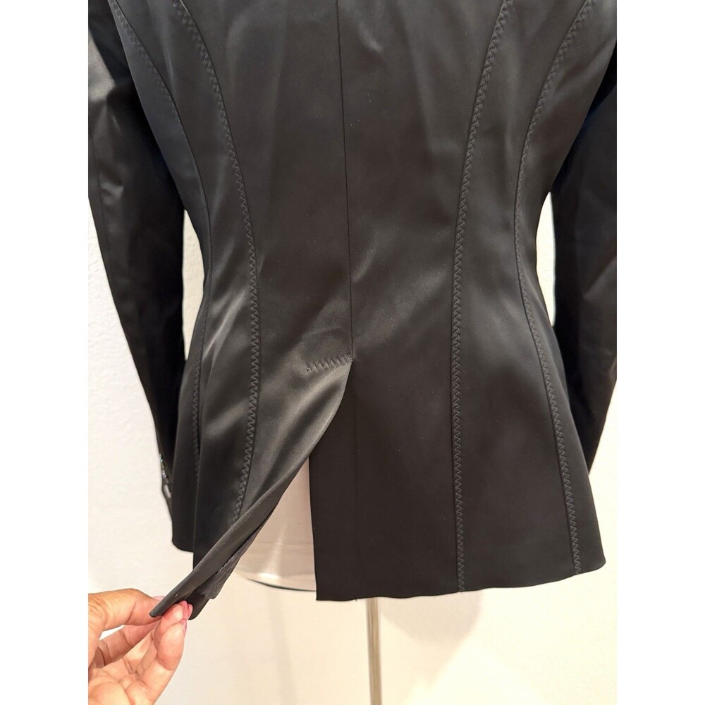 Marciano Women Black Noir Tuxedo Blazer NWT Size 10 Shawl Lapel Flare Back $278 - Picture 12 of 16